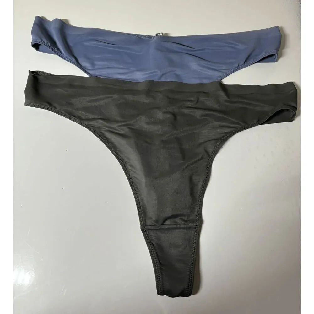 SKIMS Weightless Thong in Gunmetal and Slate Size 3X Lot of 2